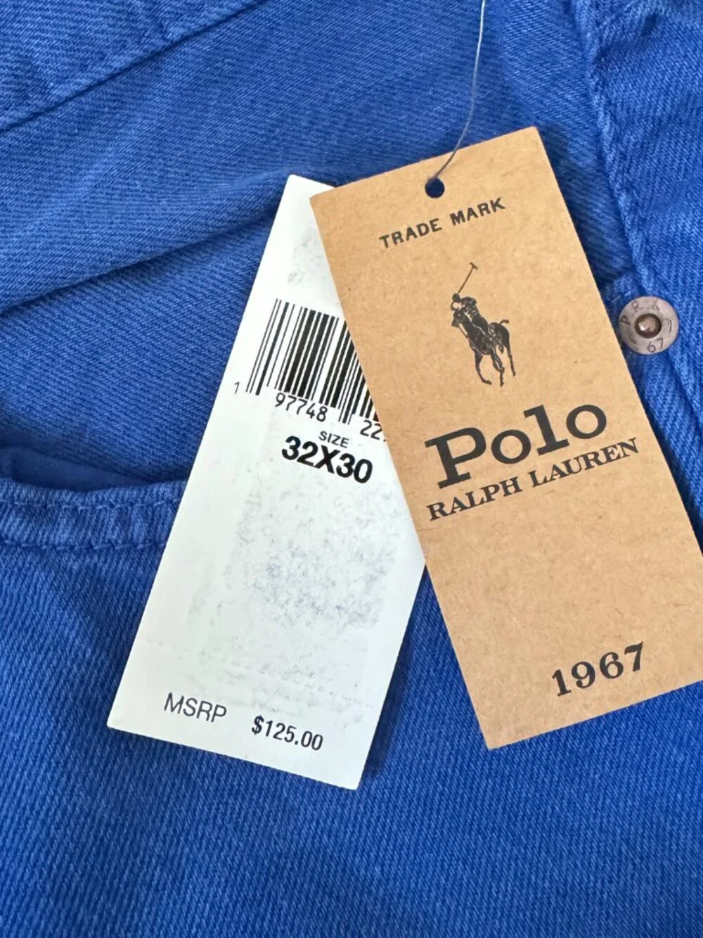 NWT Polo Ralph Lauren mens 32/30 Callen High Rise Slim Jeans Denim Blue Org $125